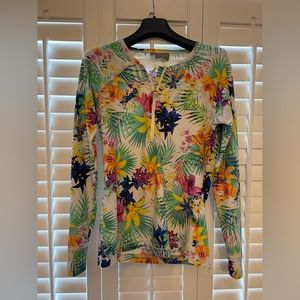 Athlete Zippered Tropical Print Rash Guard